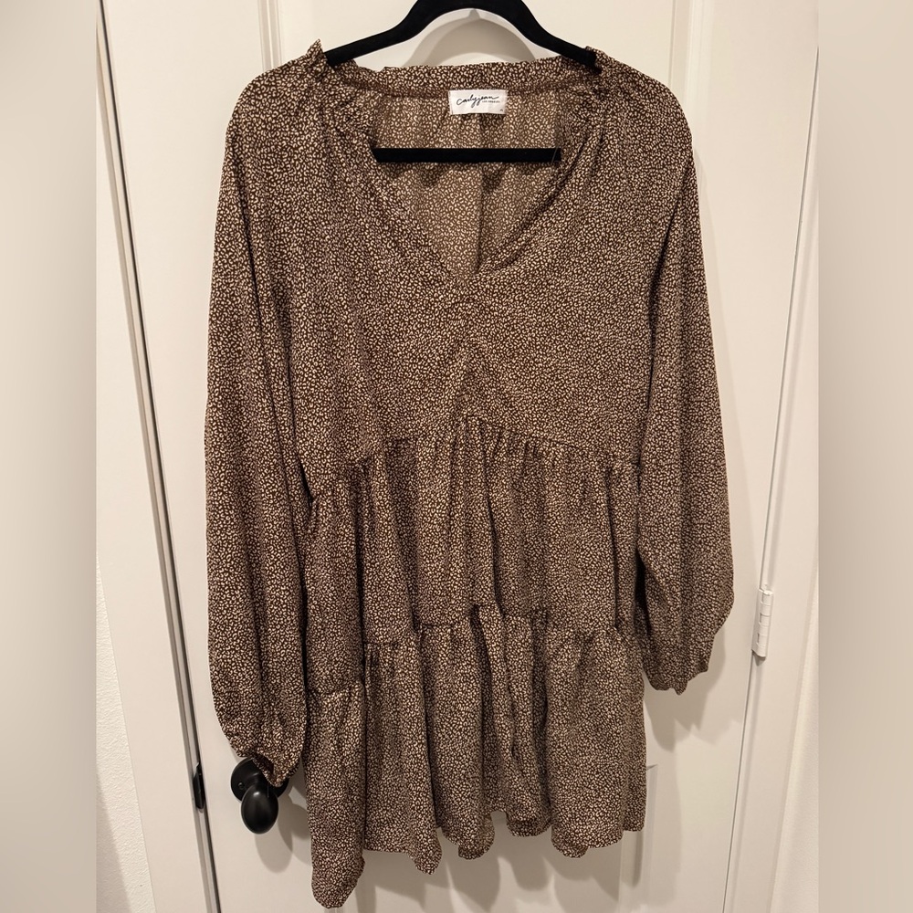 Carly Jean Los Angeles CJLA brown long sleeve dress